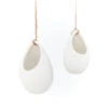 Large Ivory Ceramic Hanging Planter With Flat Bottom